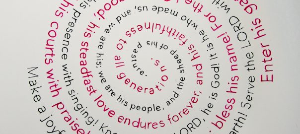 Psalm 100 written in a spiral